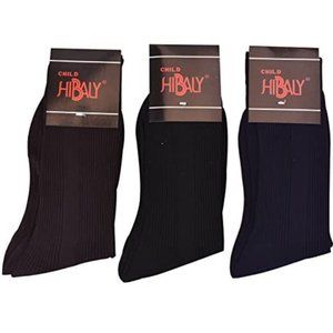 Hibaly Boy's Solid Color Ribbed Crew Dress Socks